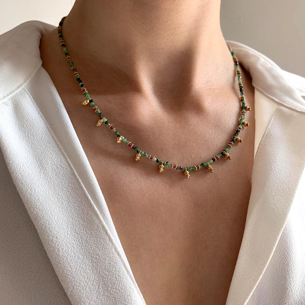 Natural Ruby Zoisite Stone Necklace